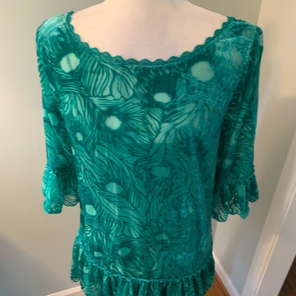 Free People green velour textured dress, size S - Picture 4 of 9